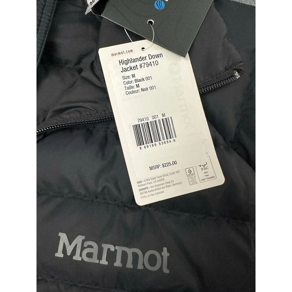 Marmot Men's Highlander 700-fill Down Puffer Jacket Medium Black NEW! $225!